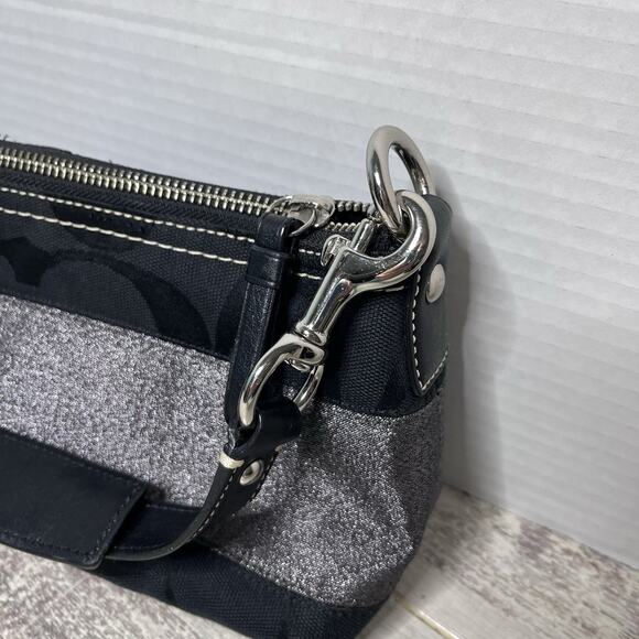 Coach 11096 Black Signature Fabric Stripe Demi Shoulder Bag EXCELLENT CONDITION - Picture 15 of 15